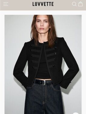 Black Military-Style Cropped Blazer